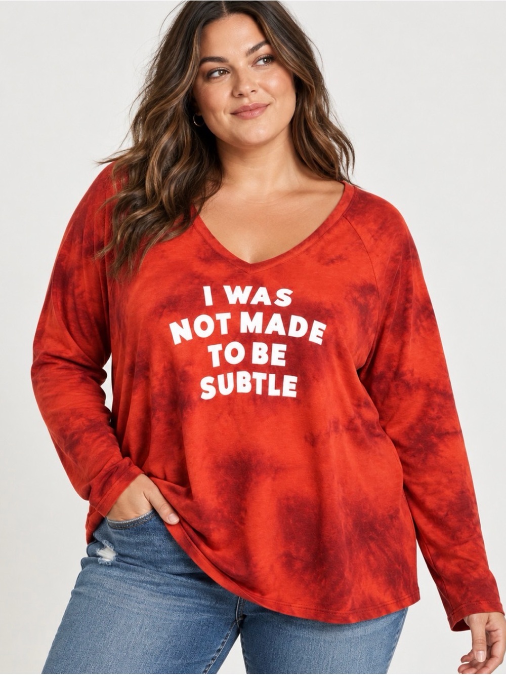 Torrid Not Made To Be Subtle Mineral Wash Raglan Tee Size 1X NWOT